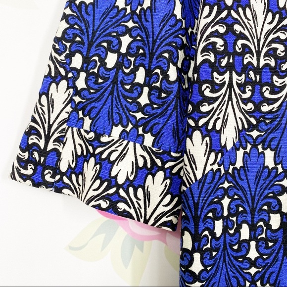 NEW Donna Morgan Cobalt Blue Ivory Multi Print Sheath Dress 4 - Picture 3 of 13